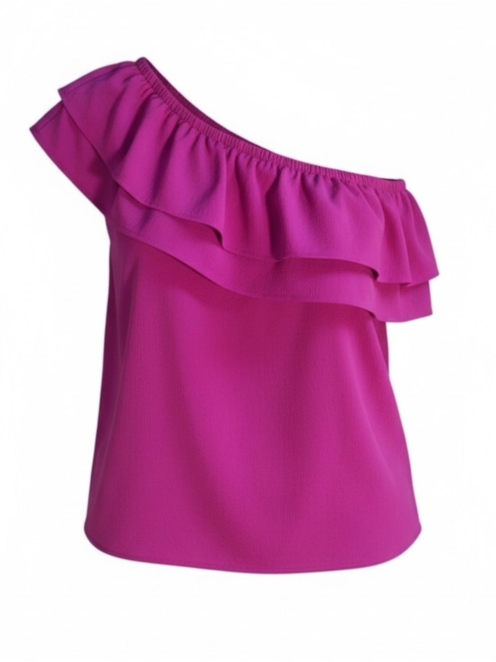 Apt 9 Fuchsia One Shoulder Ruffle Blouse Medium Elastic Top